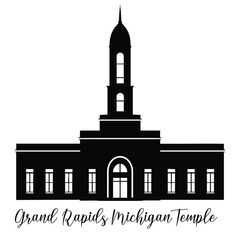 Grand Rapids Michigan LDS Temple SVG, Religious Vector illustration, Church silhouette cricut