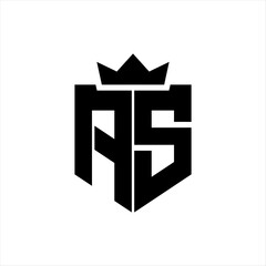 AS Vector image of a shield with a sharp geometric style and a pointed crown