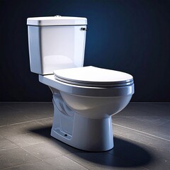 Modern White Ceramic Toilet in Clean Bathroom with Dark Background
