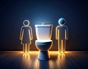 Elegant Restroom Sign for Men and Women on Background