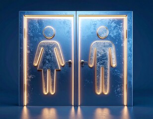 Elegant Restroom Sign for Men and Women on Background