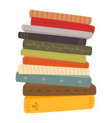 Vector stack of books. Pile of books isolated on white background. Colorful illustration	
