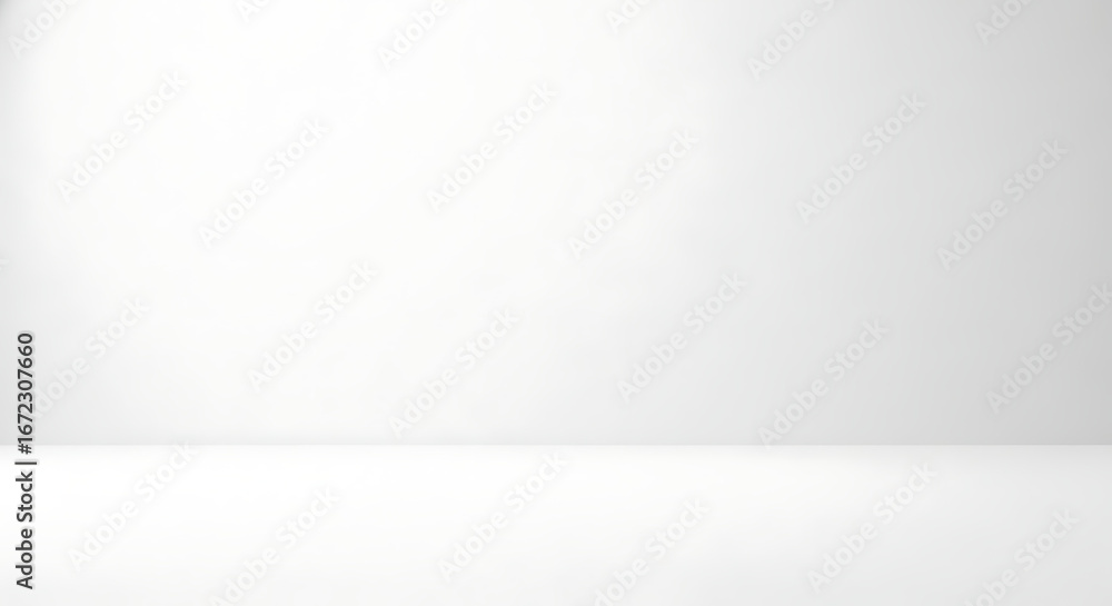 Poster minimalist white studio backdrop with gentle grey gradient for product display