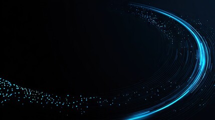 Abstract design with swirling blue light and particles.
