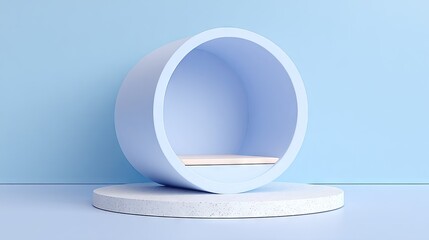 Light blue circular platform with a light beige interior.