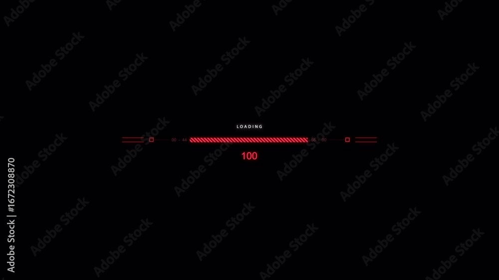 Aufkleber futuristic loading screen: red digital progress bar animation