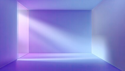 Empty rectangular room illuminated by a shaft of light