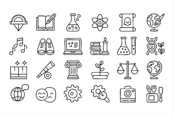 Academic Icon Pack with Science Math History Music Art and Education Symbols