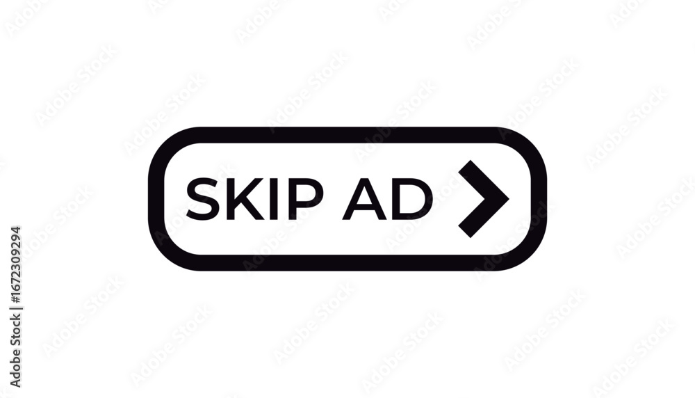 Aufkleber a straightforward skip ad button icon is widely found and utilized across numerous digital media pla