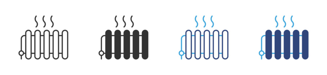 Radiator icon set in outline and flat style , vector illustration.
