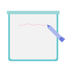 Whiteboard with Marker. Blank Presentation Board Frame