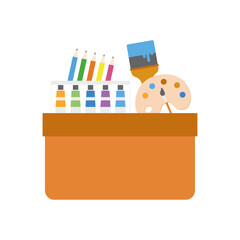 Art Toolbox Icon with Creative Drawing Equipment