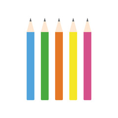 Set of Colorful Pencils and Crayons for School and Art