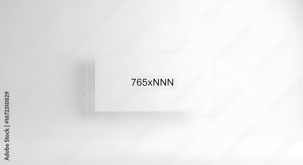 Poster minimalist white placeholder rectangle with dimension text on a soft gradient gray background