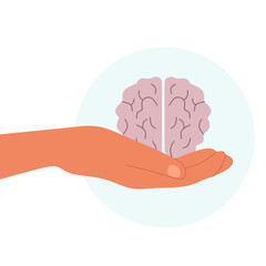 Hand Holding and Caring for a Human Brain Icon