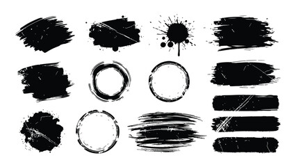 Set of Grunge Textures and Design Elements in Black and White for Creative Projects