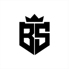 BS Vector image of a shield with a sharp geometric style and a pointed crown