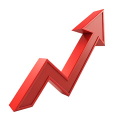 Red Arrow Pointing Upward in Zigzag Pattern on Transparent Background