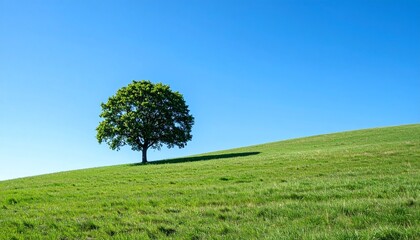 Fototapeta premium Isolated Tree on Sunny Meadow