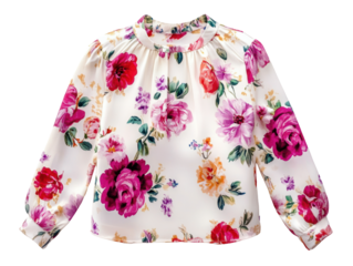 Floral Print Blouse on Transparent Background