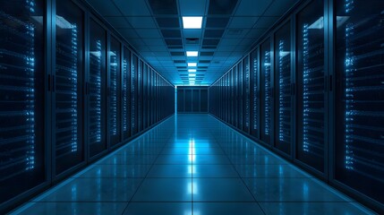 Fototapeta premium Modern Data Center Interior with Server Racks