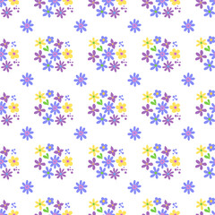 Seamless pattern minimalist repeating background with flowers. Fabric wallpaper print texture. Perfectly for backdrop, wrapped paper, linen.