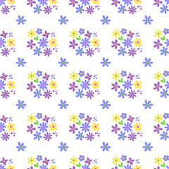 Seamless pattern minimalist repeating background with flowers. Fabric wallpaper print texture. Perfectly for backdrop, wrapped paper, linen.