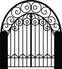 Ornate Iron Gate with Arched Top Silhouette Design