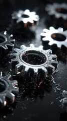 Robotic process automation visualized as mechanical gears processing data