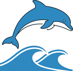Fototapeta premium Dolphin ocean sea wave marine wildlife mammal aquatic nature animal jump water blue