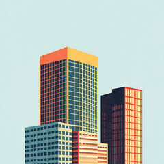 glass skyscraper reaching high with blue sky viewed from below high resolution picture