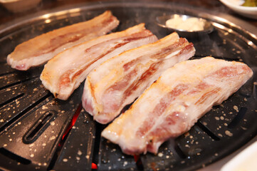 Korean BBQ. Charcoal grilled pork belly