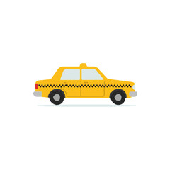 Fototapeta premium Yellow Taxi Cab Illustration Flat Design Transportation Vehicle City Travel