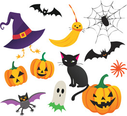 Vibrant halloween graphic collection with classic fonts