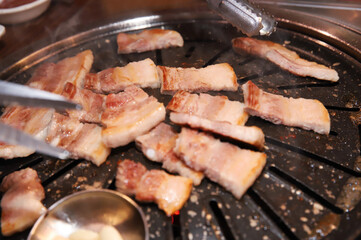 Korean BBQ. Charcoal grilled pork belly