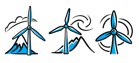 icon set of wind turbine