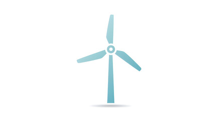 Wind Turbine Icon in Light Blue on White Background