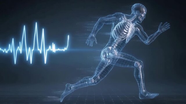 Futuristic Sports Science Hologram Skeleton Runner