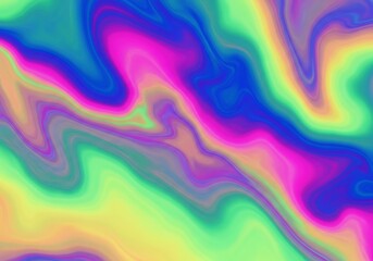 Iridescent Abstract Waves: A Mesmerizing Swirl of Neon Hues and Dynamic Fluidity