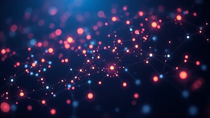 Futuristic data visualization with glowing nodes, illustrating advanced technology and connectivity.