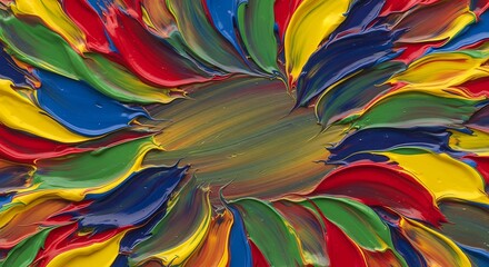 An array of vibrant hues blend in abstract painting, a vibrant fusion