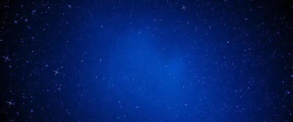 Fototapeta premium Deep blue cosmic background with scattered bright stars, blue stars, sky