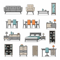 furniture icons set