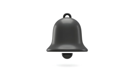 Rendering of a Black Notification Bell on White Background