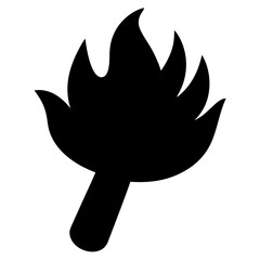Black Torch Silhouette with Dynamic Flames, Symbolizing Guidance and Illumination