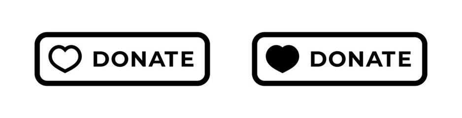 Two donate buttons featuring a heart icon beside the word donate, in simple black and white style.