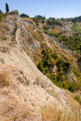 view from the top of the mountain in the typical landscape of Tuscany, Italy