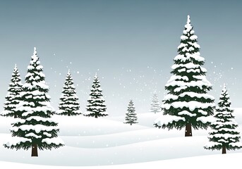 Obraz premium Serene winter scene with snow-covered evergreen trees in a peaceful landscape