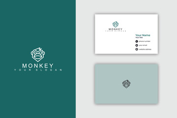 Modern Monkey Logo with Headphones for Brand Identity and Mascot.