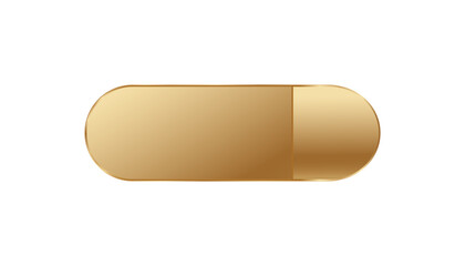 A shiny golden capsule with a smooth finish. modern and minimalistic, with an elegant and sleek design.